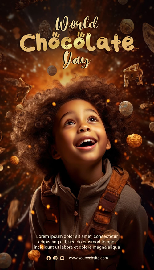 Psd world chocolate day poster