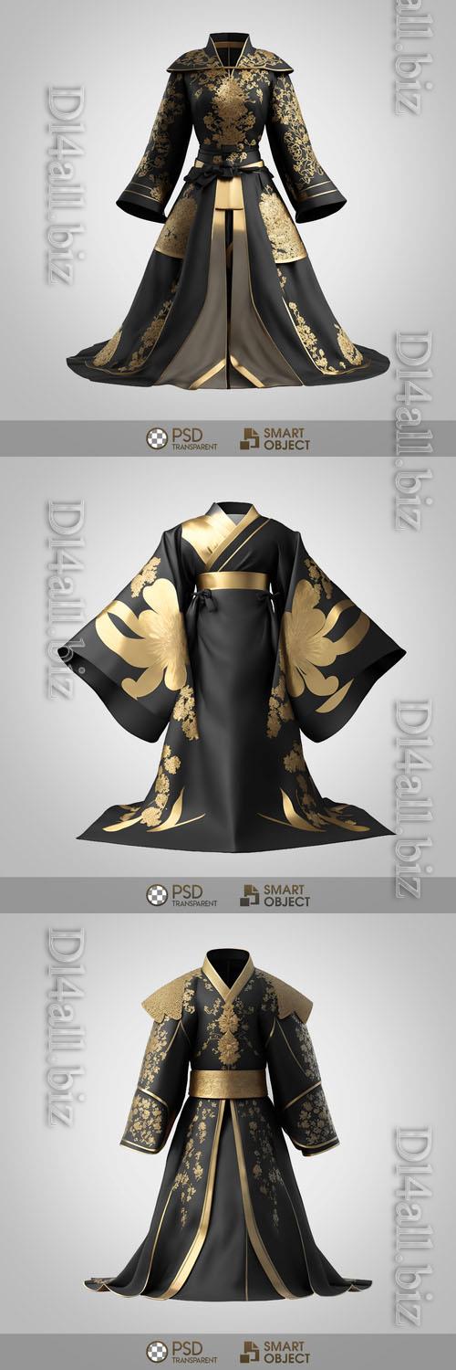 Black and gold kimono with the words smart object