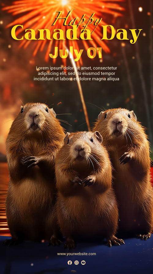 Psd canada day poster canada beavers