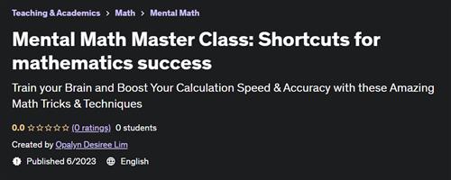 Mental Math Master Class Shortcuts for mathematics success |  Download Free