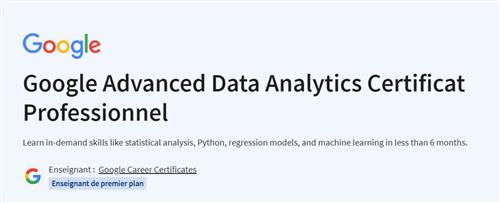 Coursera - Google Advanced Data Analytics Professional Certificate