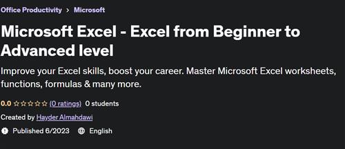 Microsoft Excel – Excel from Beginner to Advanced level (2023)