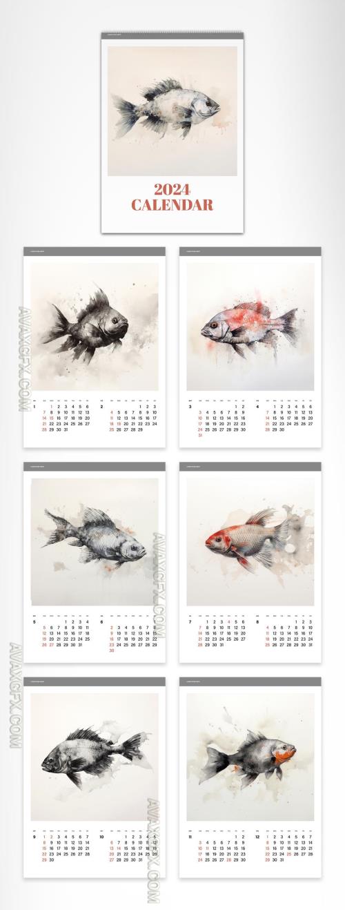 2024 Calendar with Silkscreen Ink Illustrations AI generated 606409331 [Adobestock]