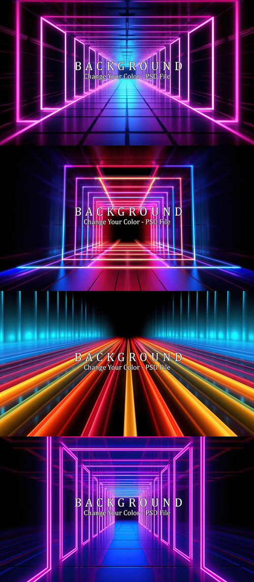 PSD abstract futuristic background with fractal horizon
