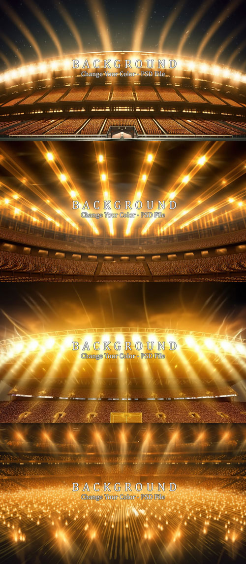 PSD golden stadium lights with rays