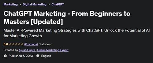 ChatGPT for Marketers –  Beginners to Masters |  Download Free