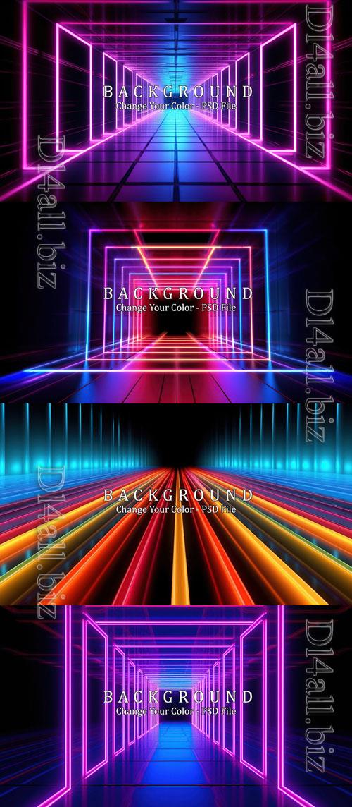 PSD abstract futuristic background with fractal horizon