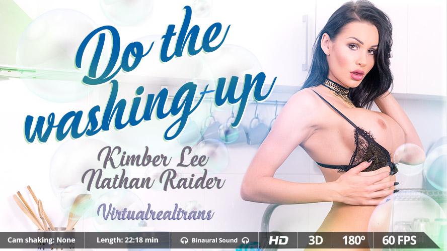 [VirtualRealTrans.com] Kimber Lee & Nathan Raider (Do the washing-up) [2017, Transsexuals, Shemale, Male on Shemale, Hardcore, Anal, VR, 3K, 3D, 180, 1600p]