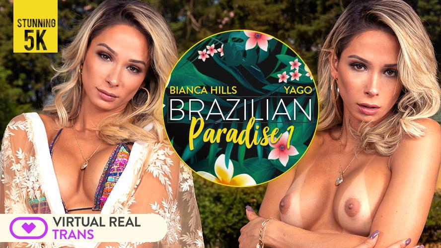 [VirtualRealTrans.com] Bianca Hills (Brazilian paradise I / Brazilian paradise 1) [2018, Transsexuals, Shemale, Male on Shemale, Hardcore, Anal, VR, 5K, 3D, 180, 2700p]