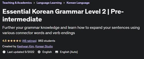 Essential Korean Grammar Level 2 - Pre-intermediate