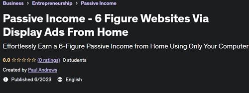 Passive Income - 6 Figure Websites Via Display Ads From Home