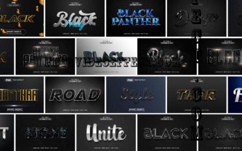 Black Metallic 3D Text Effect Style - 13408782