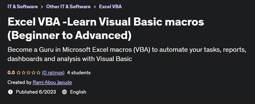 Excel VBA -Learn Visual Basic macros (Beginner to Advanced)