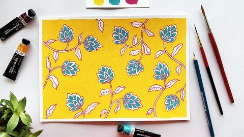 Gouache Botanicals Paint A Simple Indian Floral Pattern |  Download Free