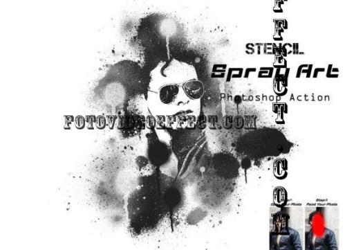 Stencil Spray Art Photoshop Action - 21331718