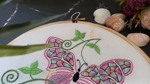 Hand Embroidery Beginners Level Butterfly - Part 1