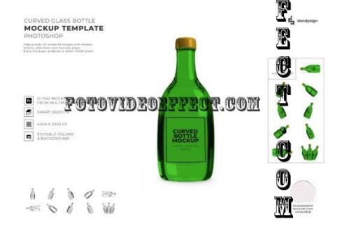 Curved Glass Bottle Mockup Isolated - 2634077
