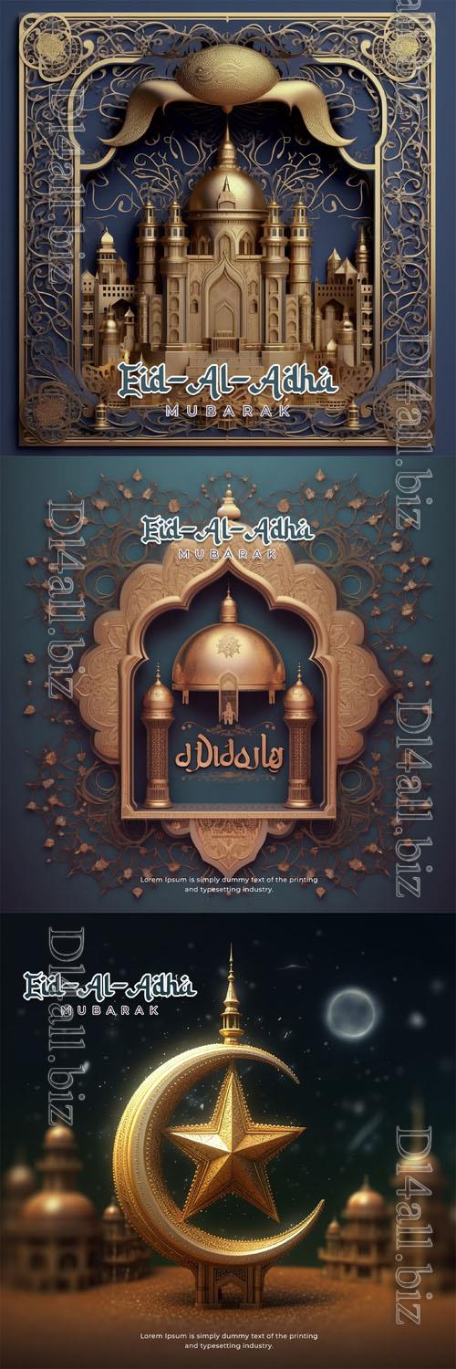 Eid al adha mubarak greeetings psd template vol 2