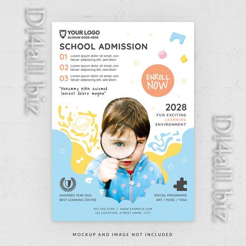 School admission educational flyer template for kids' programs in psd