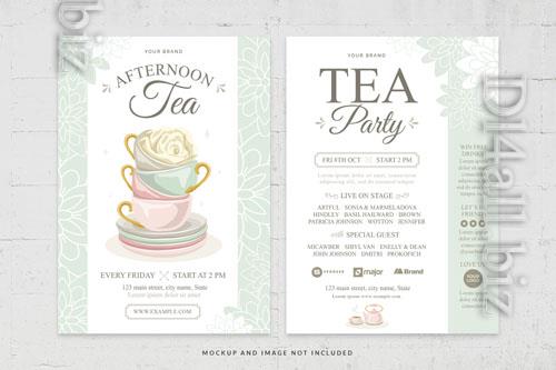 Soft pastel theme english tea afternoon tea cafe menu template in psd