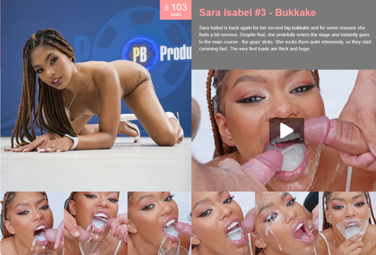 [PremiumBukkake.com] Sara Isabel #3 - Bukkake [2023 г., Bukkake ,Gangbang, Blowjobs, Cumshots, Swallow, Hardcore, 1080p]