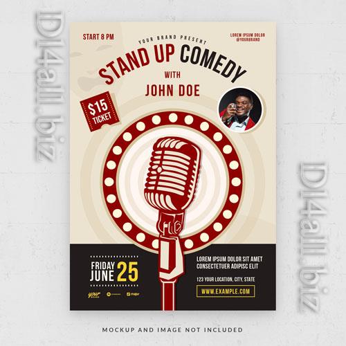 Stand up comedy night flyer template in psd