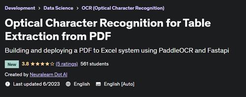 Optical Character Recognition for Table Extraction from PDF |  Download Free