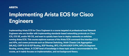 INE –  Implementing Arista EOS for Cisco Engineers |  Download Free