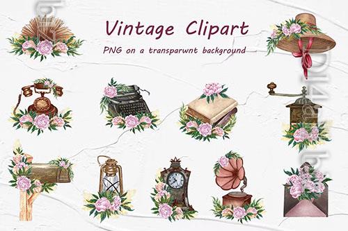 Floral Vintage Clipart [PNG]