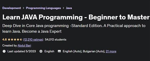 Learn JAVA Programming –  Beginner to Master |  Download Free