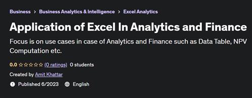 Application of Excel In Analytics and Finance