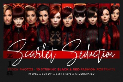 10 Black and Red Fashion Portraits - 25412469
