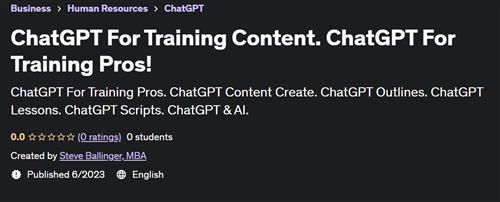ChatGPT For Training Content. ChatGPT For Training Pros!