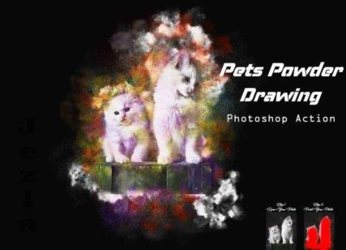 Pets Powder Drawing Photoshop Action - 25417784