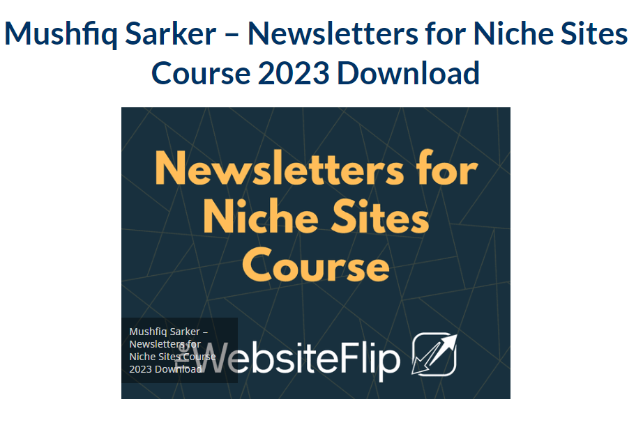 Mushfiq Sarker – Newsletters for Niche Sites Course 2023 |  Download Free