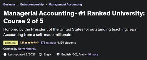 Managerial Accounting– #1 Ranked University Course 2 of 5 |  Download Free