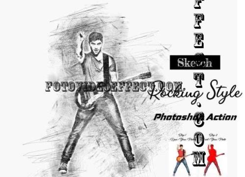Sketch Rocking Style PS Action - 25429655
