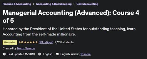 Managerial Accounting (Advanced) Course 4 of 5 |  Download Free