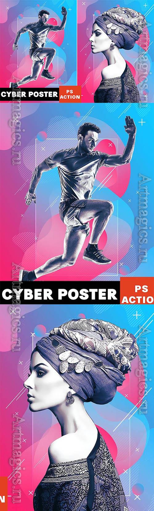 Cyber Poster Photoshop Action 2EPR8RZ
