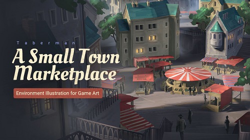 Environment Illustration for Game Art: A Small Town Marketplace