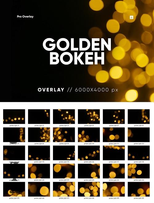 30 Golden Bokeh Overlay HQ - 26069719
