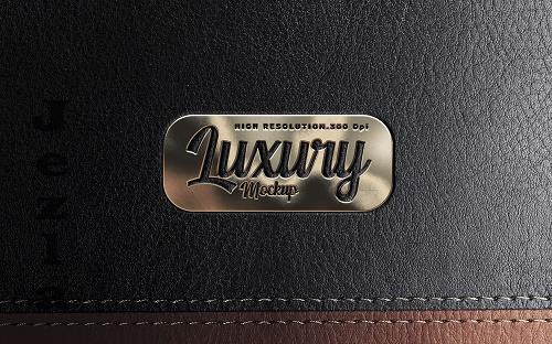 Metal Gold Mockup Logo on Leather Texture - JSH4RGU