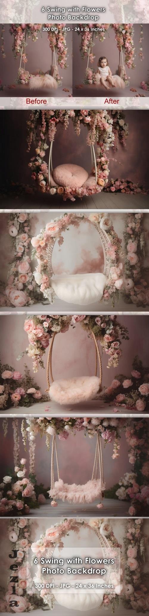 6 Swing with Flowers Photo Backdrop JPG