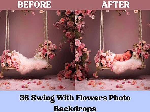 Swing with Flowers Photo Backdrop JPG