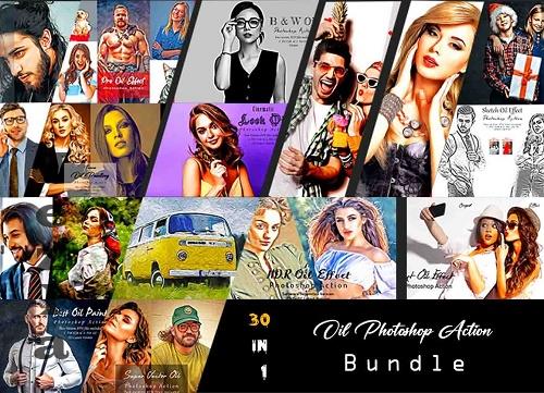 30 in 1 Oil Photoshop Action Bundle - 21327882