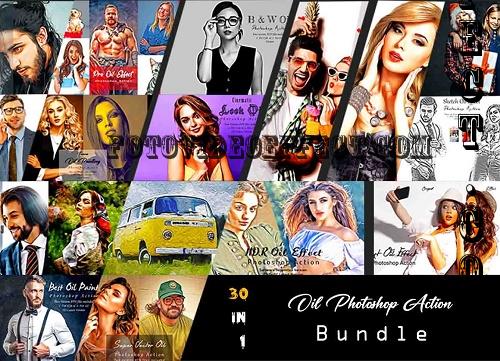 30 in 1 Oil Photoshop Action Bundle - 21327882