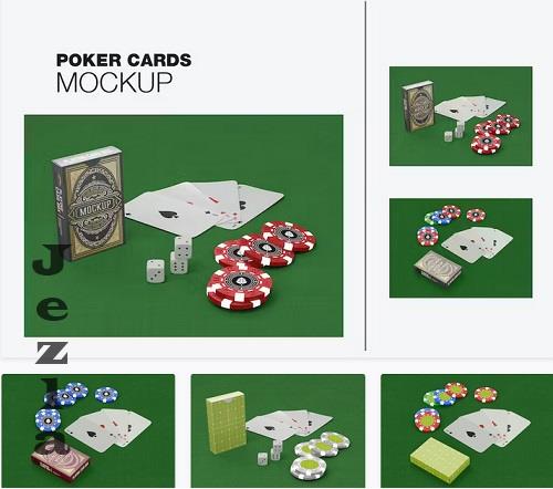 Set poker Box with Cards and Tokes Mockup - NDMN327