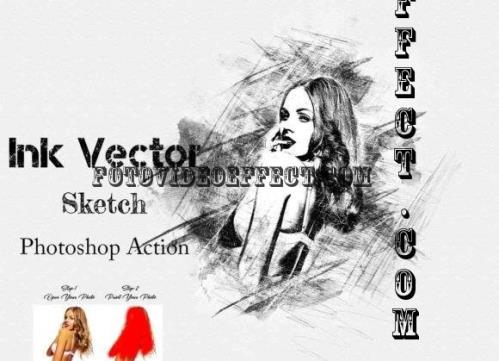 Ink Vector Sketch Photoshop Action - 26699894