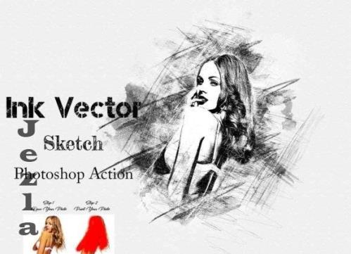 Ink Vector Sketch Photoshop Action - 26699894