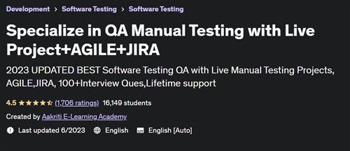 Specialize in QA Manual Testing with Live Project+AGILE+JIRA |  Download Free
